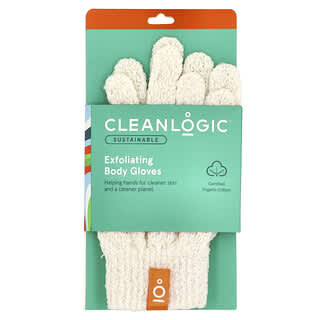 CleanLogic, Sustainable, Exfoliating Body Handschuhe, Körperpeeling-Handschuhe, 1 Paar