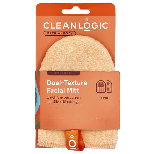 Cleanlogic, 목욕 앤 바디, 듀얼 텍스처 페이셜 미트, 1개