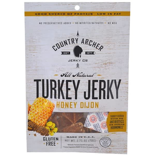 Country Archer Jerky‏, لحم الديك الرومي الطبيعي، ديجون بالعسل، 2.75 أونصة (78 جم) (Discontinued Item)