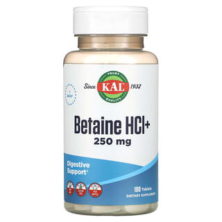 KAL, Betaine HCl+, 250 mg, 100 Tablets