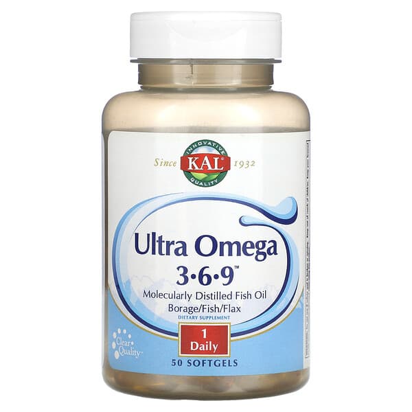 KAL, Ultra Omega 3-6-9，50 粒軟凝膠