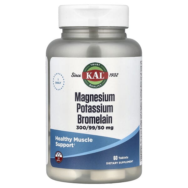 KAL Magnesium Potassium Bromelain, 60 Tablets