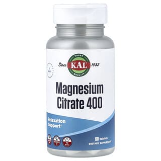 KAL, Citrate de magnésium 400, 60 comprimés (200 mg par comprimé)