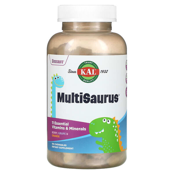 KAL‏, MultiSaurus, Berry, Grape & Orange, 180 Chewables