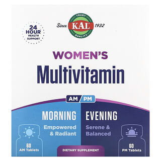 KAL, Multivitamínico para mujeres, mañana y noche, paquete de 2, 60 comprimidos cada uno