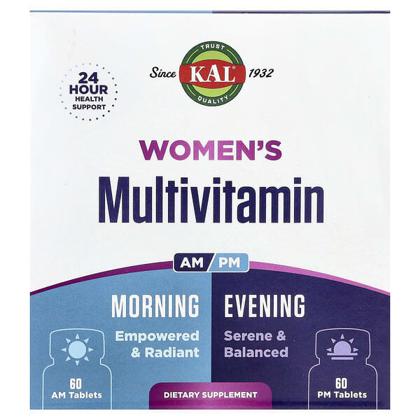 KAL Women's Multivitamin, Morning & Evening, 2 Pack, 60 Tablets Each