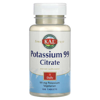 KAL, Potassium 99 Citrate, 99  mg , 100 Tablets