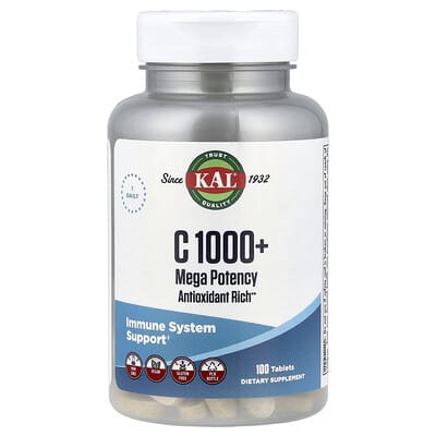 KAL, C 1000+, Highly Active, 100 Tablets