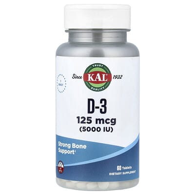 KAL, D-3 , 125 mcg (5,000 IU), 60 Tablets