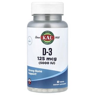 KAL, D-3, 125 mcg (5000 UI), 60 comprimidos