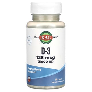 KAL, D-3, 125 mcg (5000 UI), 60 comprimidos