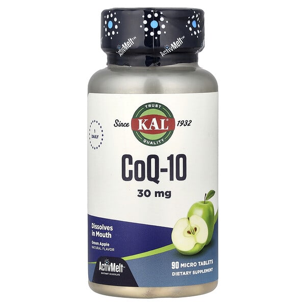 KAL, CoQ-10, 그린 애플, 30mg, 마이크로 정제 90정