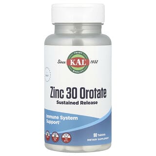 KAL, Zinc 30 Orotate, Sustained Release, 90 Tablets