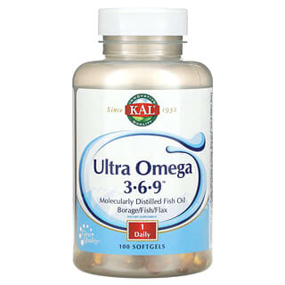 KAL, Ultra Oméga 3-6-9, 100 capsules à enveloppe molle