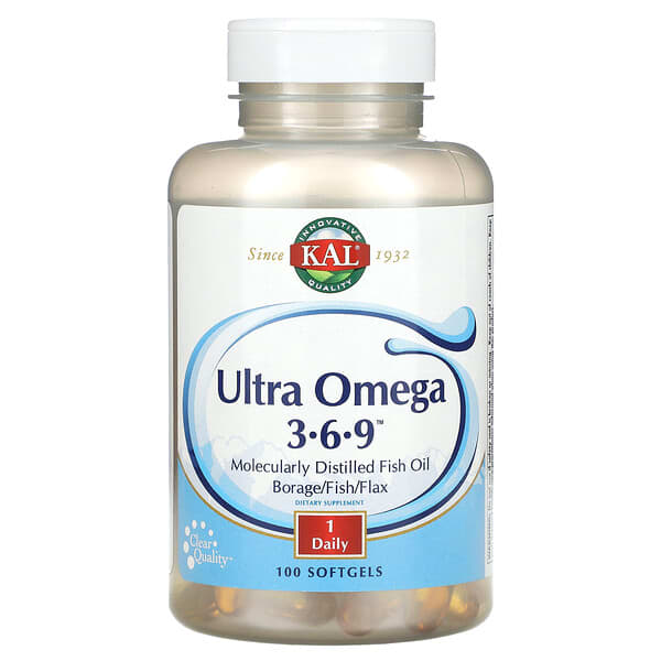 KAL, Ultra Omega 3-6-9，100 粒軟膠囊