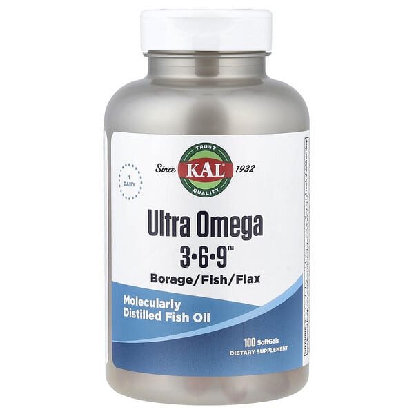 KAL, Ultra Omega 3-6-9™, 100 Softgels — product photo 1