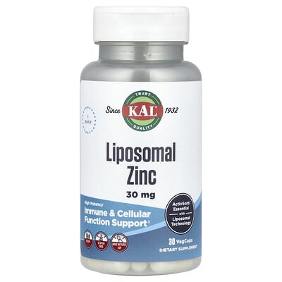 KAL, Liposomal Zinc, Extra Strength, 30 mg, 30 Vegetarian Capsules