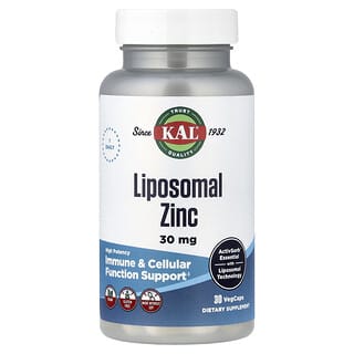 KAL, Zinc liposomal, Alta potencia, 30 mg, 30 cápsulas vegetales