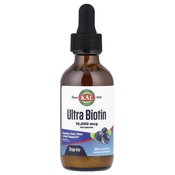 KAL Ultra Biotin, Mixed Berry, 10,000 mcg, 2 fl oz (59 ml)