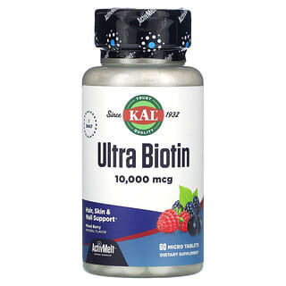 KAL, Ultrabiotina, ActivMelt, Bayas mixtas, 10.000 mcg, 60 microcomprimidos