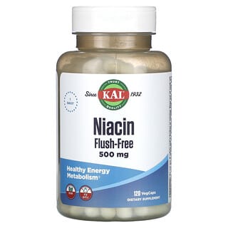 KAL, Niacina, Sin enjuague, 500 mg, 120 cápsulas vegetales