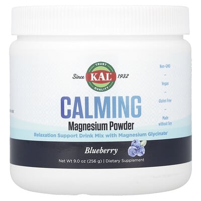 KAL, Soothing Magnesium Powder, Blueberry Flavor, 9 oz (256 g)