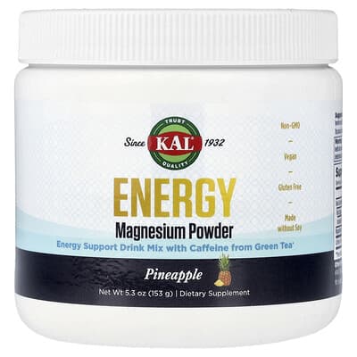 KAL, Energy Magnesium Powder, Pineapple, 5.3 oz (153 g)