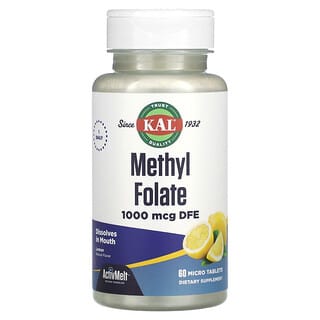 KAL, Methyl Folate, Limão, 1.000 mcg DFE, 60 Microcomprimidos