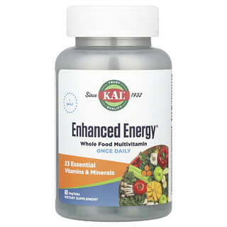 KAL, Enhanced Energy, Vollwert-Multivitamin einmal täglich, 60 vegetarische Kapseln