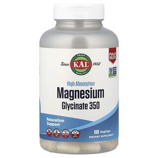 KAL, High Absorption Magnesium Glycinate, hochabsorbierendes Magnesiumglycinat 350, 160 vegetarische Kapseln