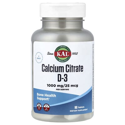 KAL, Calcium Citrate D-3, 90 Tablets