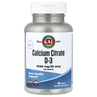 KAL, Calcium Citrate D-3, 90 Tablets