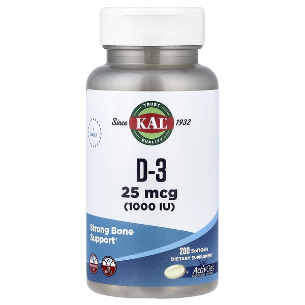 Vitamin D-3, 200 Softgels