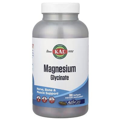 KAL, Magnesium Glycinate, 180 Softgels (105 mg per softgel)