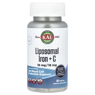 KAL, Hierro liposomal con vitamina C, 30 cápsulas vegetales