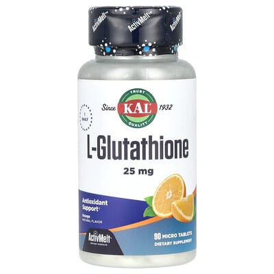 KAL, L-Glutathione Microtablets, Orange Flavor, 25 mg, 90 tablets