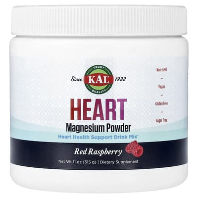 KAL, Heart Support Magnesium Powder, Red Raspberry, 11 oz (315 g)