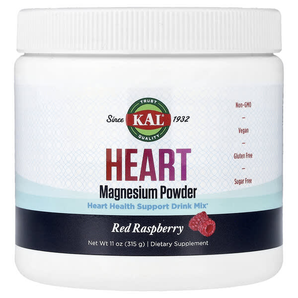 KAL, 심장 마그네슘 가루, 레드 라즈베리, 315g(11oz)