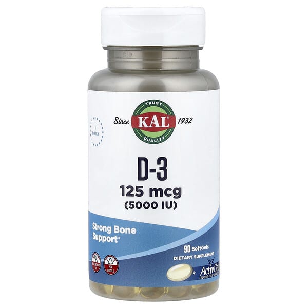 D-3, 125 mcg (5000 IU), 90 Softgels