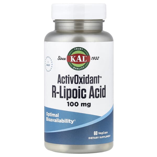 KAL, ActivOxidant™, R-Lipoic Acid, 100 mg, 60 VegCaps — product photo 1