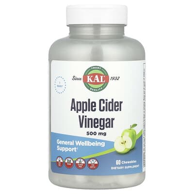 KAL, Apple Cider Vinegar, Green Apple, 500 mg, 60 Chewables