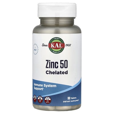 KAL, Chelated Zinc 50, 90 Tablets