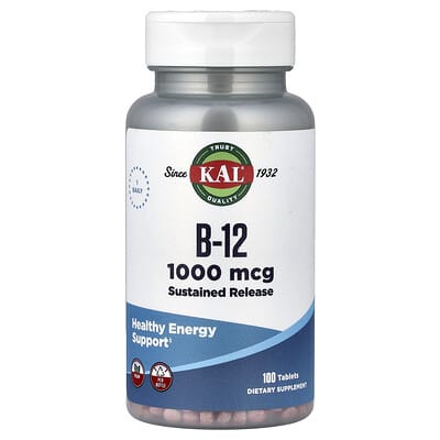 KAL, Vitamin B-12, Sustained Release, 1,000 mcg, 100 Tablets