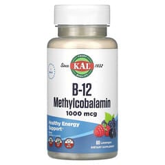 KAL, B-12 Methylcobalamin, Berry, 1,000 Mcg, 60 Lozenges