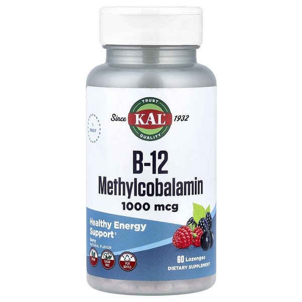 KAL B-12 Methylcobalamin, Berry, 1,000 mcg, 60 Lozenges