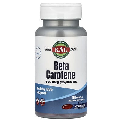 KAL, Beta-Carotene, 7,500 mcg (25,000 IU), 100 softgels
