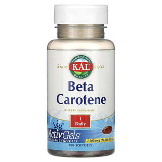 KAL, Бета-каротин, 7500 мкг (25000 МЕ), 100 мягких таблеток