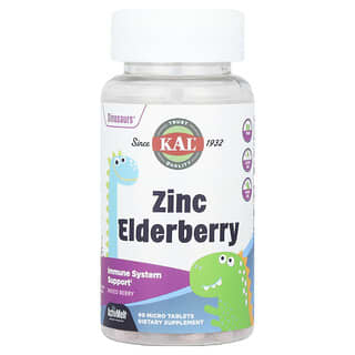 KAL, Dinosaurs®, Zinc Elderberry, Mixed Berry, 90 Micro Tablets