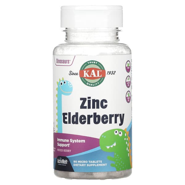 KAL, Zinc Elderberry ActivMelt, Mixed Berry, 90 Micro Tablets