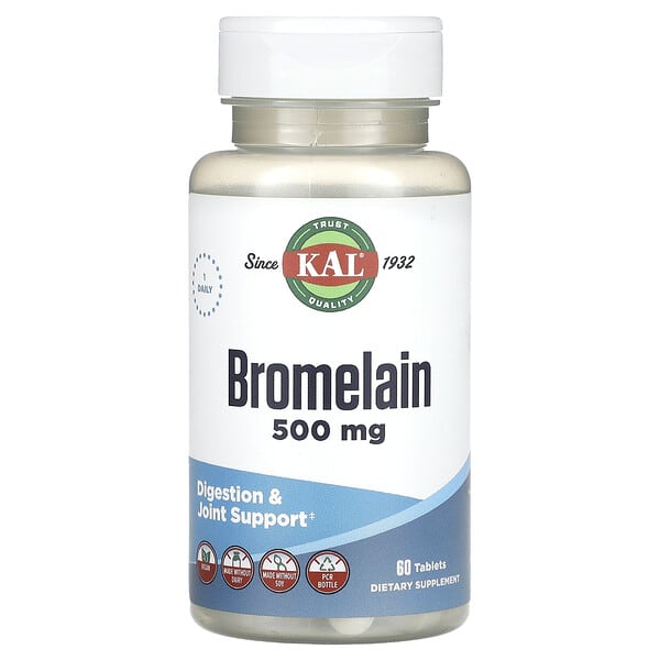 KAL Bromelain, 500 mg, 60 Tablets